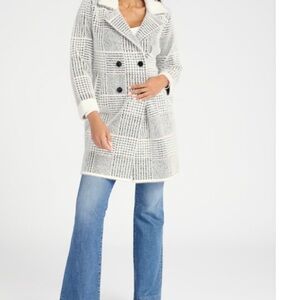 Stylish Black and White Plaid Coat